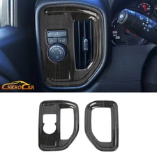 Black Wood Dash Sides AC Air Vent Trim Cover For Chevy Silverado 2019-25 SIERRA