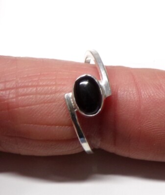 Handgefertigter 925 Sterling Silber Cross Over Ring mit schwarzem Onyx Stein Gr. S / 9,5