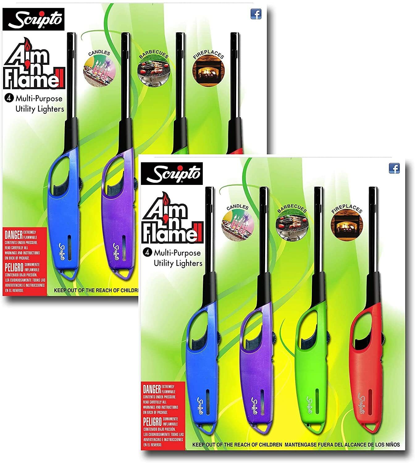 New Scripto AIM 'N Flame Camping Multi-Purpose Lighters,4 Co