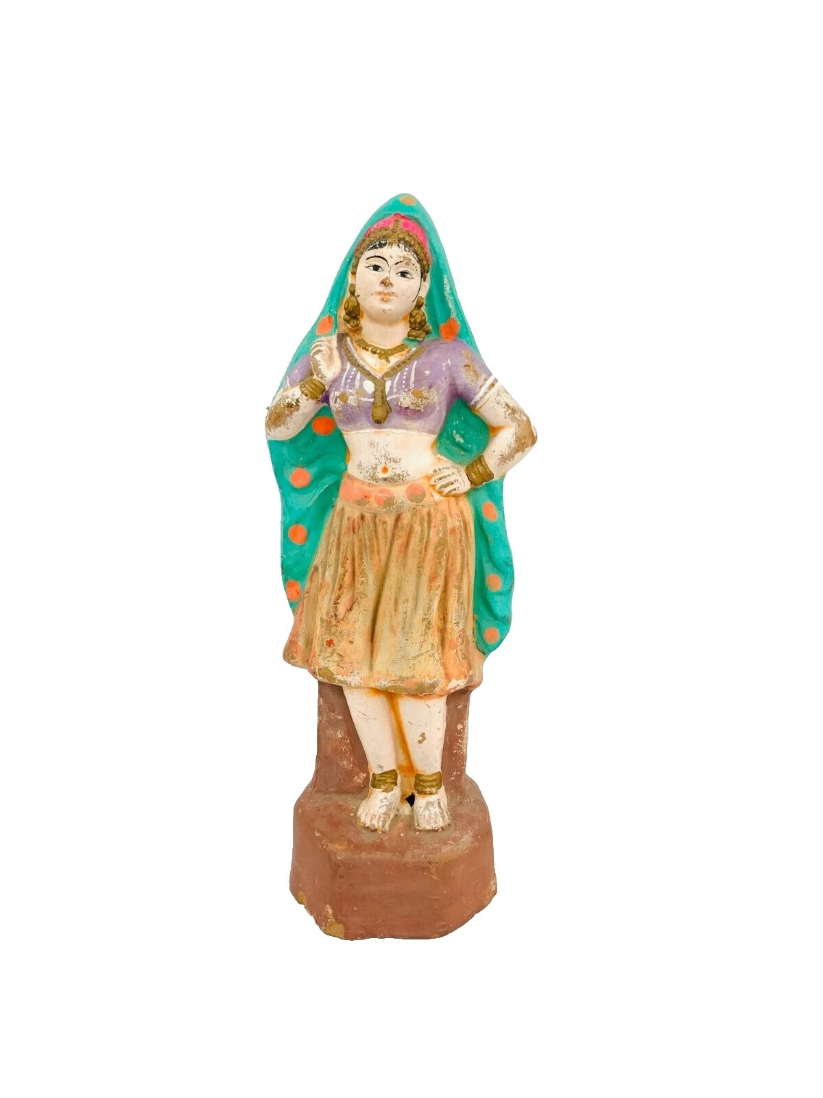 Multi-Color Estatua Vintage original de antigüedades de Asia