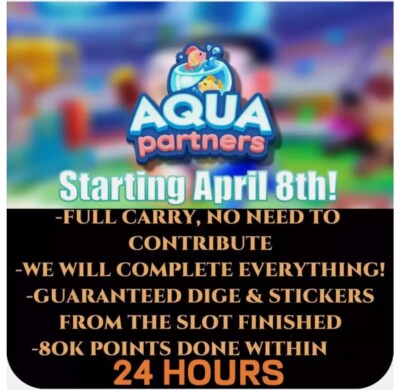  Mono_poly GO Partners Event - AQUA 80K FULL Point CARRY Service RUSH Spots 
