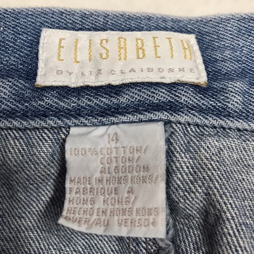 80s LIZ CLAIBORNE Elisabeth Denim Skirt Women 14 (30x32) Midi Cowgirl Light Wash - Picture 7 of 12