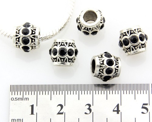 5pcs Silver /P Rhinestone Crystal Big Hole Beads For European Charm Bracelet E40 - Picture 25 of 38