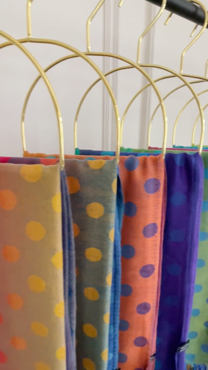 Ladies Long Bright Rainbow Multi Colour Bubble Dots Scarf