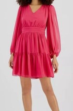 MSK Women's Pink Blouson-Sleeve Fit Flare Dress Size Small