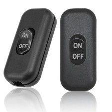 2X Inline Cord Switch 2 Core 6A 250V Torpedo Rocker Switch for Table Lamp Black