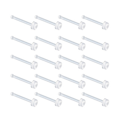20PCS Straight Nose Stud Bioflex Flat Clear Retainer Bone Ring Body Piercing 20G