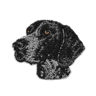 German Shorthaired Pointer Dog Patch Embroidered Grey Black Iron on Sew on