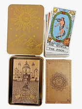 1910 Vintage Classic Tarot Guidebook Standard 78 Cards Gold Tin with Gold Graph