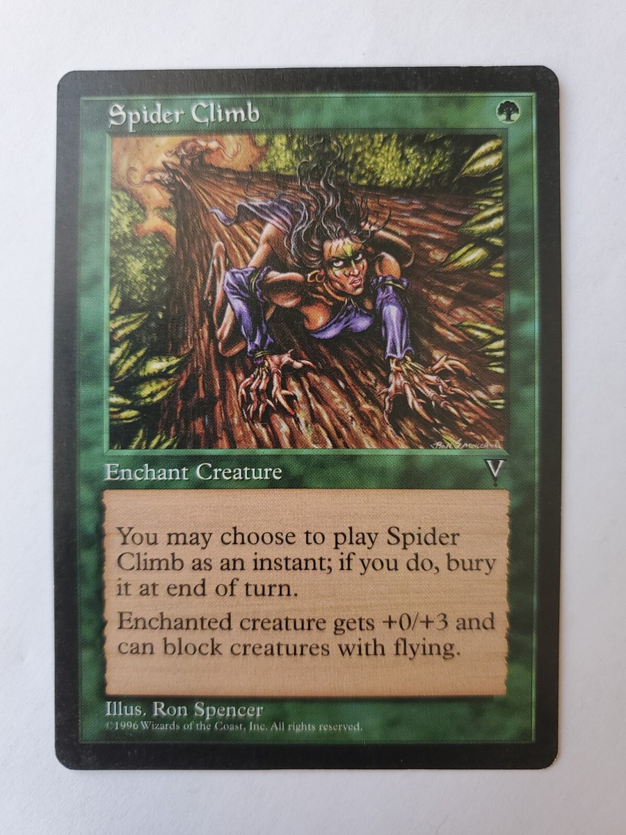 MTG Magic The Gathering Card Spider Climb Enchant Creature Green Visions  1996