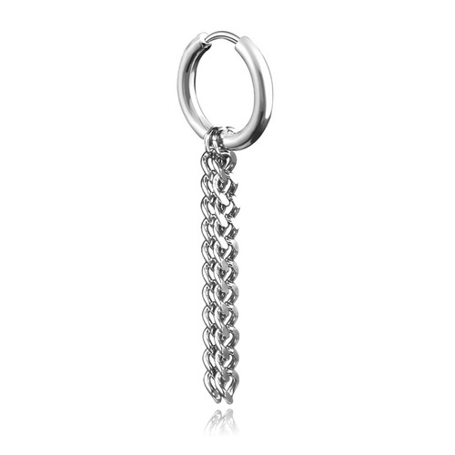 Punk Earring Black Silver Surgical Titanium pendant men women earrings D10mm - Picture 15 of 61