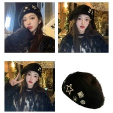 Fashion Painter Hat Girls Woman Hat with Pearl Rhinestone for Adult Teens