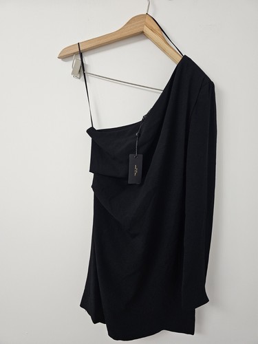 Rag & Bone Black One Shoulder Asymmetric Crepe Mini Dress US6 UK10 Party BNWT - Picture 9 of 13