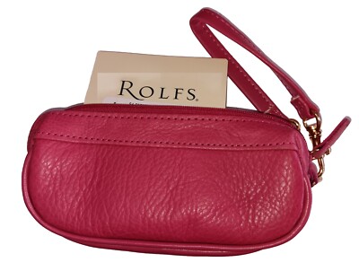 Rolfs Genuine Leather Ziparound Eyeglass Case,Red