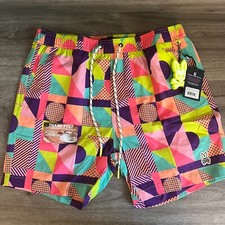 Psycho Bunny Henry Deco Swim Trunks Coral Gables Neon Lined Size S Men's NWT