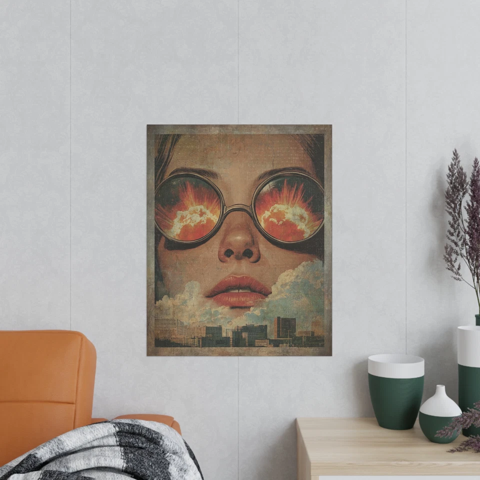 Arte de pared vintage ATOMIC BOMB NUKE GIRL, póster de la Guerra Mundial del Apocalipsis nuclear Foto 4 de 4