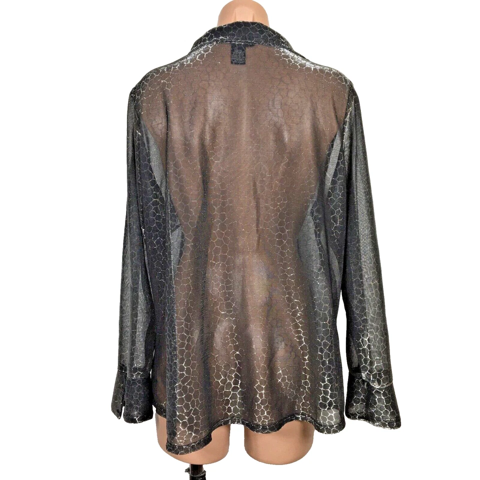 Pantalones de mezclilla Venezia PLUS 18/20 plateado metálico transparente vintage y2k estampado de jirafa club Foto 2 de 4