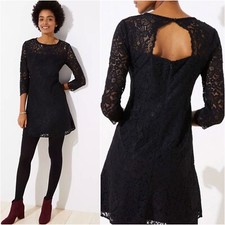 LOFT Cutout Back Lace Dress Black NEW size 2