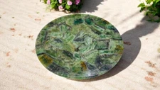 Ruby Flourite Stone Table Top, Round Coffee Table Top For Living Room Decor