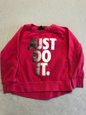 Nike Girl's Extra Small/4 Sweatshirt Pink Fleece Long Sleeve Graphic Crewneck