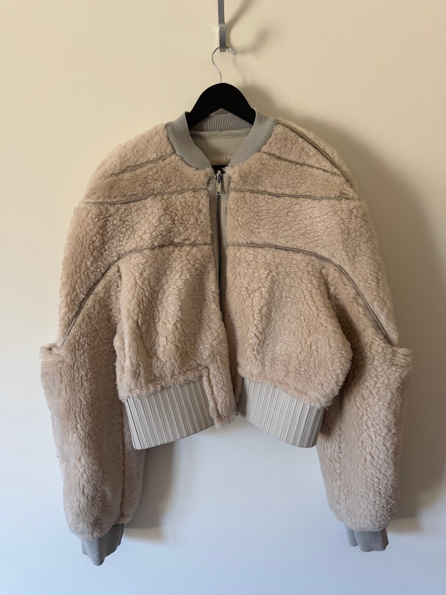 Rick Owens Girdered Reversible Shearling Bomber - Size 52 - White