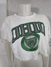 Vtg 90s Champion Ohio University Bobcats Boxy Crop T Shirt XL White USA Made