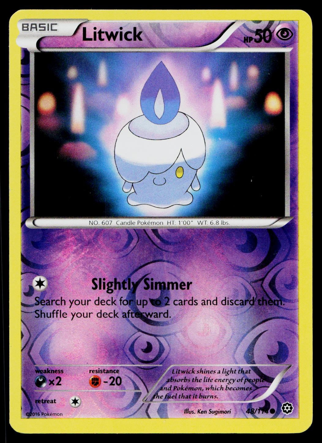 Litwick 48/114 Reverse Holo Common Steam Siege Pokemon Heavily Played