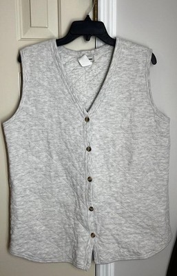 L. L. Bean Quilted Best Gray Button Up Vest