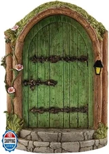 Green Fairy Door, Wooden Miniature Fairy Garden Doors Outdoor Mini Fairy Gnom