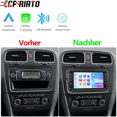 4G+64GB Autoradio Für VW Golf MK5 MK6 GTI R32 Apple Carplay/Android 15 GPS Navi - Bild 1 von 4