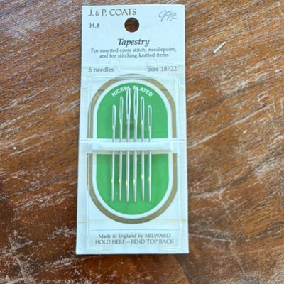 J. & P. Coats Tapestry Needles Long Eye Blunt Tip Size 18/22 MPN H.8. NIP