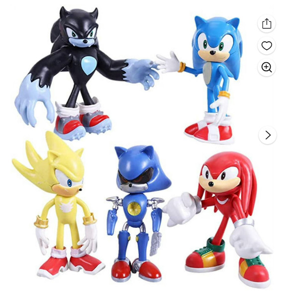 5 Pack Sonic The Hedgehog Action Figures with Movable Joint Playsets Toys