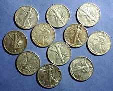 Lot of Eleven Walking Liberty Half Dollars VF/XF