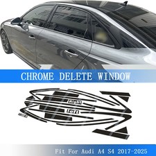 Glossy Black Chrome Delete Window Trims For Audi A4 S4 2017-2025 Glossy Black Chrome Delete Window Trims For Audi A4 S4 2017-2025