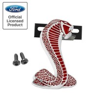 1994-2004 Mustang Cobra Svt Snake Red Chrome Grill Grille Emblem W Bracket