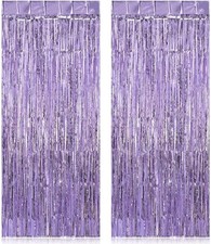 2 Pack Fringe Curtains Backdrops, Foil Fringe Curtains, Door Streamers for