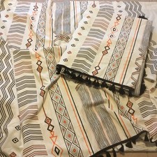 Boho Curtains Bohemian Cotton 2 Panels 61 x 82 L Orange Tassel Light-Filtering
