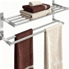 Towel Racks for Bathroom 24 inch, 2 Tier with Towel Bars, Brushed