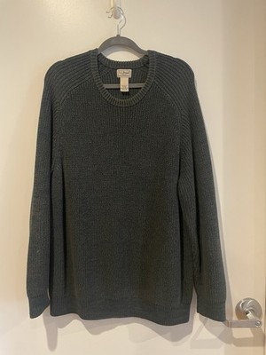 LL Bean Men's Mariner Rib Crew Sweater XL Gray Blue Green