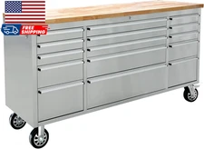 72-Inch Rolling Tool Chest with 15 Drawers and Wheels Mobile Garage Workbench US