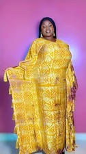 Women's African Print Modern Rich Auntie Adire Crepe Bubu One size Dress