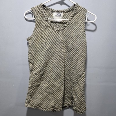Flax Jeanne Engelhart Size S Top Linen Striped Sleeveless Womens Shell Tank