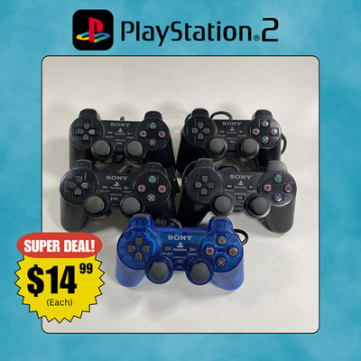 Sony PS2 Dualshock 2 OEM Controllers Midnight Blue + Black - Cleaned + Tested