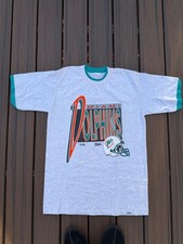 Vintage 90s Miami Dolphins Shirt Size Medium Salem Sportswear Grey NFL Football