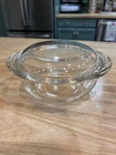 Vintage PYREX #022 Clear Glass 1 Quart Casserole Bowl With Pyrex Lid 682-C -USA