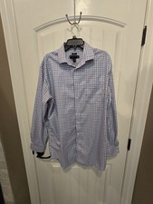 Men's Tall 17 36/37 Pronto Uomo Checked Non-Iron Classic Fit Dress Shirt
