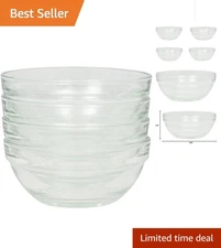 4 Set of 3.5-Inch Clear Glass Mini Pinch Prep Bowls - Elegant Kitchen Essentials