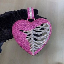 5Ct Round Lab-Created Red ruby Custom Heart Shaped Pendant 925 Sterling Silver