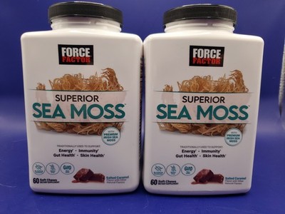 2 Pack Force Factor Sea Moss Soft Chews Salted Caramel 60ct Each Exp 07/2026