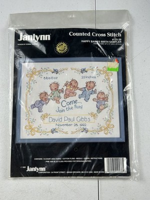 Janlynn Happy Babies Birth Sampler Counted Cross Stitch Kit 14x11 #125-38